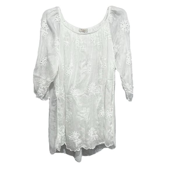 Bellambia Fairy Ethereal Silk Blend Tunic Size 1X White Angelcore Soft Girl - Picture 1 of 6